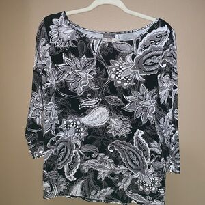 J. Jill Monochrome Floral Blouse